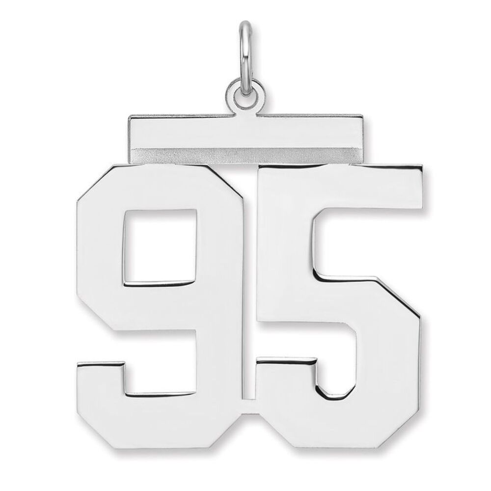 Sterling Silver, Athletic Collection, XL Polished Number 95 Pendant